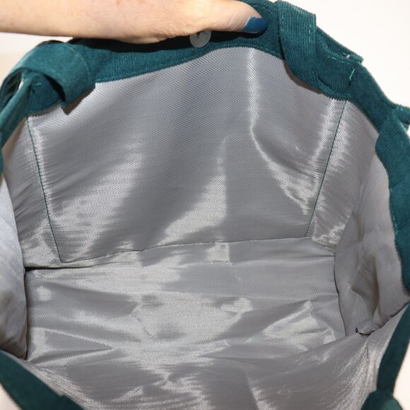 Green Corduroy Shoulder Tote Bag with Crossbody Strap - Picture 6 of 6